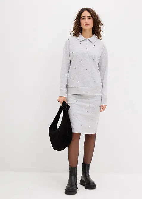 Trikåkjol med nitar, bonprix