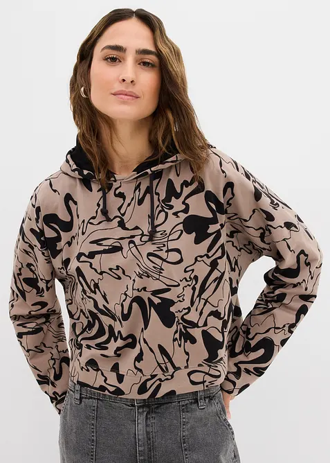 Sweatshirt med huva i bomull, bonprix