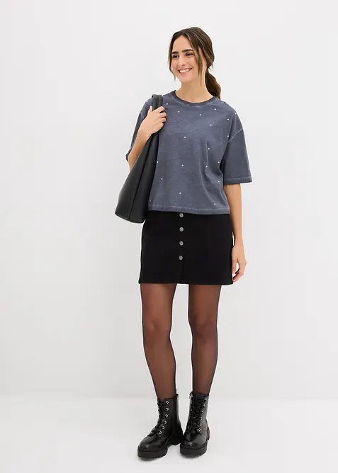 T-shirt i bomull med glitterstenar, bonprix