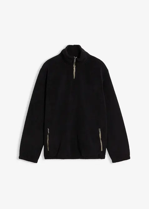 Teddyfleecetröja med fickor med dragkedja, bonprix