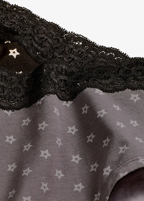 Maxihipstertrosa med spets och ekologisk bomull (4-pack), bonprix