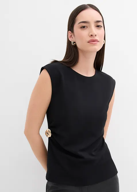 Linne i kräpp med prydnadsspänne, bonprix