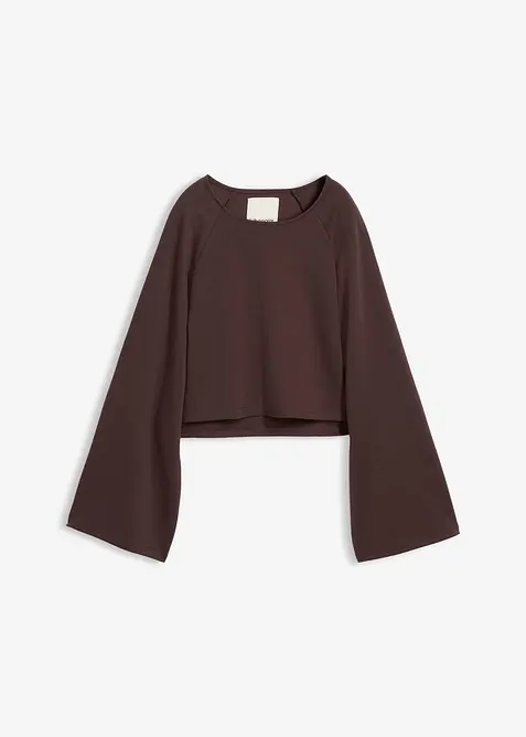 Långärmad topp med capedetalj, bonprix