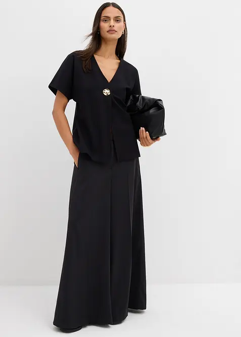 Bekväm Punto di Roma-väst med dekorativ knapp, bonprix