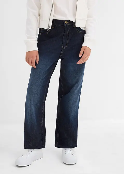 Fodrade jeans med jerseyfoder och vida ben, Mid Waist, bonprix