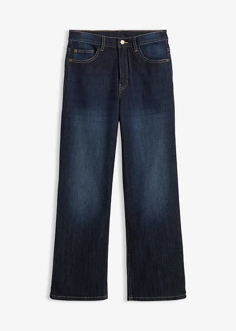 Fodrade jeans med jerseyfoder och vida ben, Mid Waist, bonprix