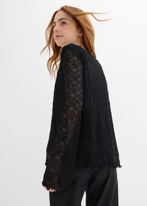 Långärmad topp i spets, bonprix