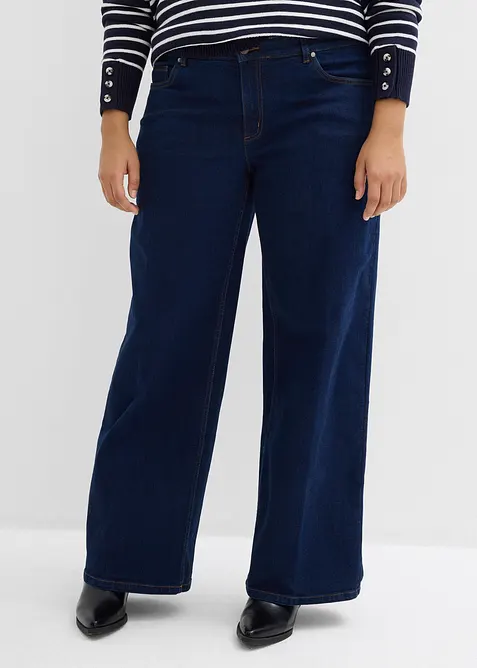 Jeans av ekologisk bomull med Wide-Leg, Mid Waist, bonprix