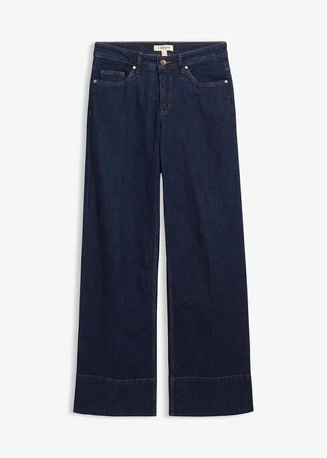 Wide Leg Jeans Mid Waist, med ekologisk bomull, bonprix