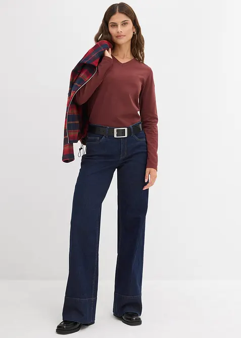 Wide Leg Jeans Mid Waist, med ekologisk bomull, bonprix