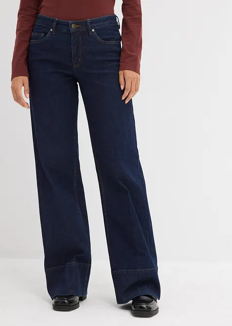 Wide Leg Jeans Mid Waist, med ekologisk bomull, bonprix