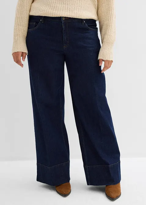 Wide Leg Jeans Mid Waist, med ekologisk bomull, bonprix