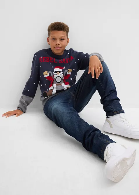 Finstickad tröja med julmotiv, bonprix