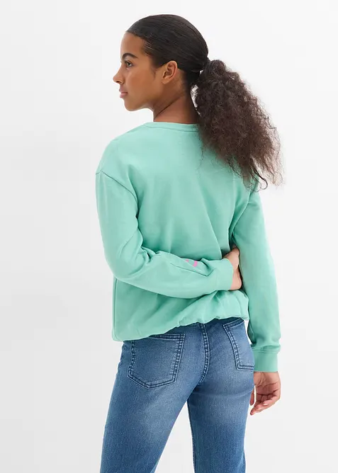 Sweatshirt i ekologisk bomull med ballongformad nederkant, bonprix