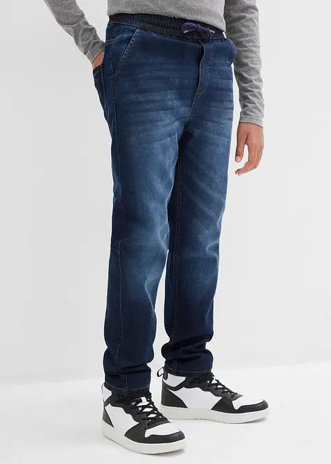 Jerseyfodrade dra på-jeans, Regular Fit, Straight, bonprix