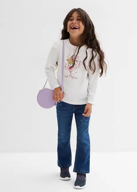 Långärmad topp av elastisk mix med ekologisk bomull (2-pack), bonprix