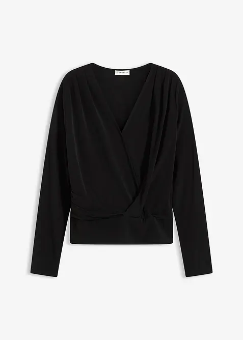 Långärmad topp med djup halsringning, bonprix