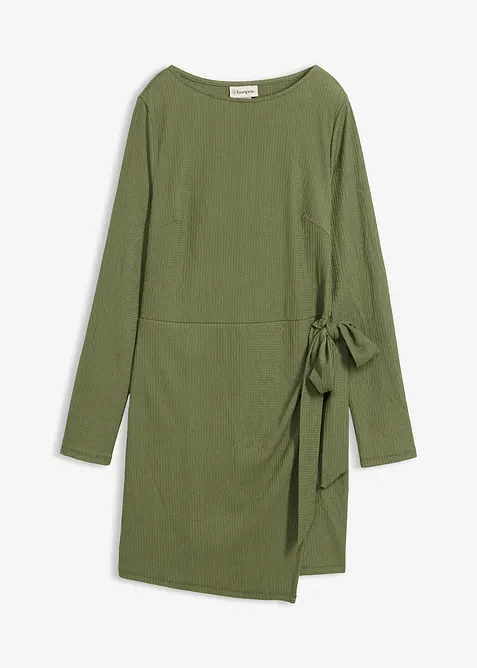 Trikåklänning av kräpp, bonprix