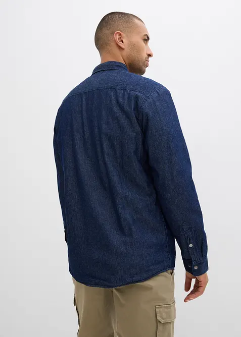 Jeansskjorta med värmande flanellfoder, bonprix