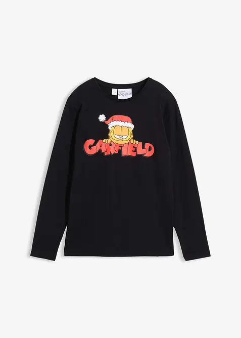 Långärmad T-shirt i bomull med juligt katten Gustaf-motiv, Garfield