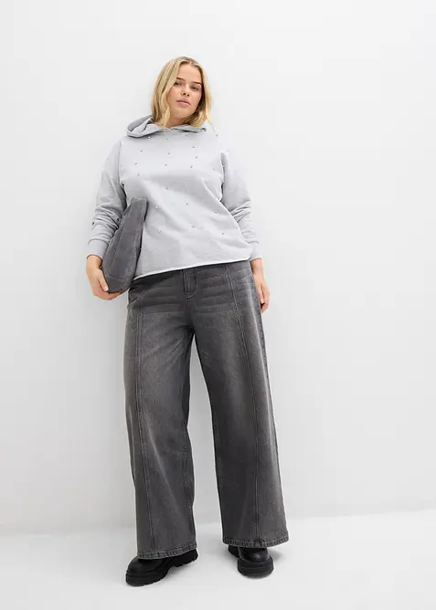Oversize-hoodie med dekorstenar, bonprix