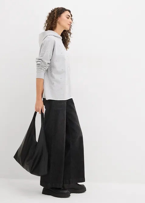 Oversize-hoodie med dekorstenar, bonprix
