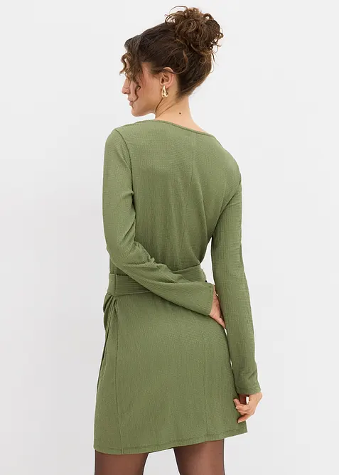 Trikåklänning av kräpp, bonprix