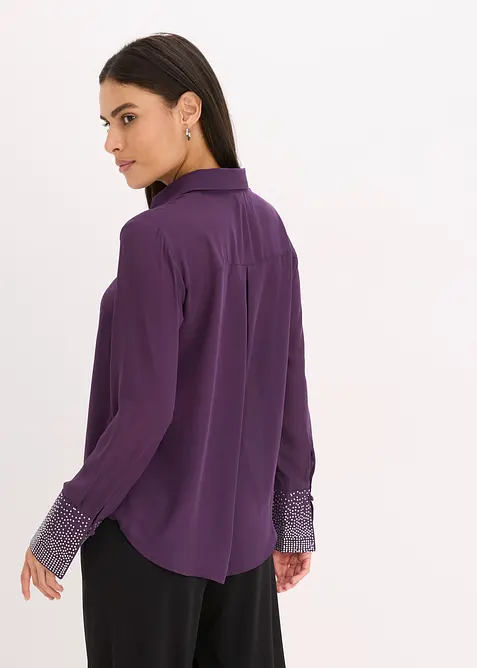 Skjortblus med glitterstenar, bonprix