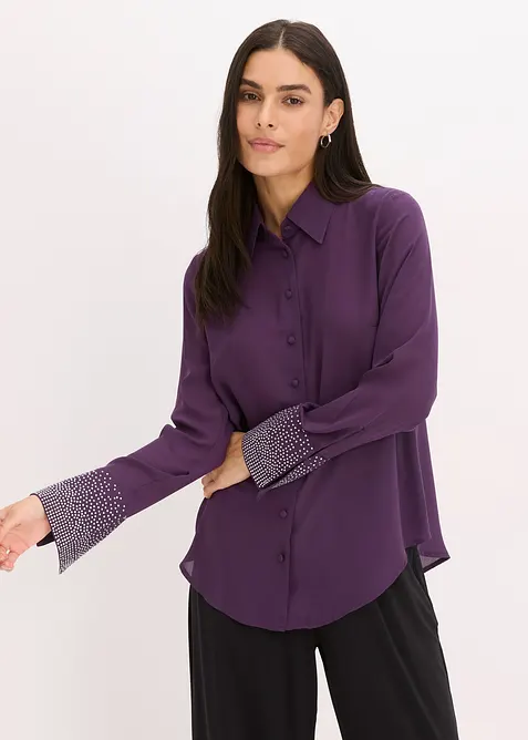 Skjortblus med glitterstenar, bonprix
