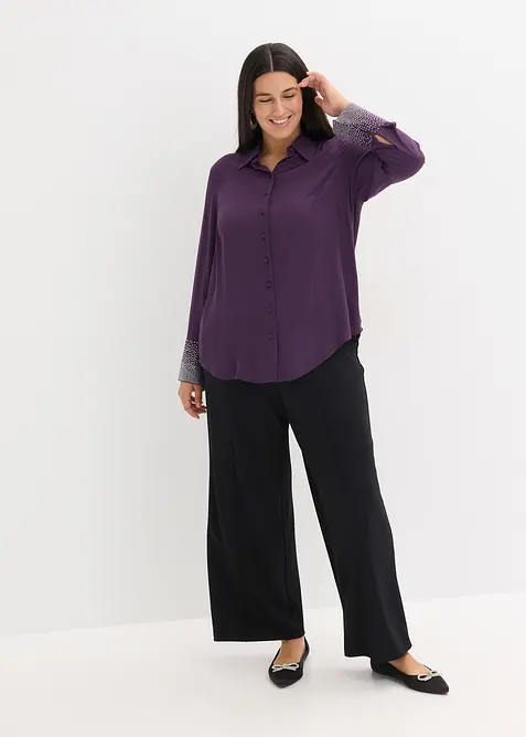 Skjortblus med glitterstenar, bonprix