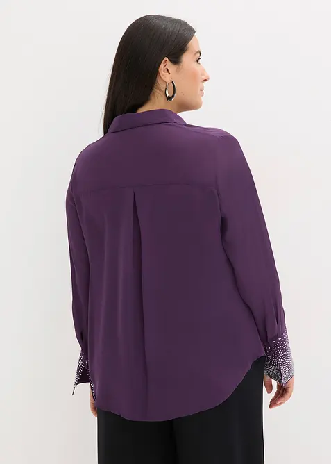Skjortblus med glitterstenar, bonprix