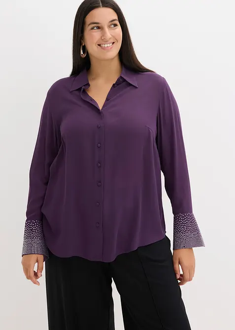 Skjortblus med glitterstenar, bonprix