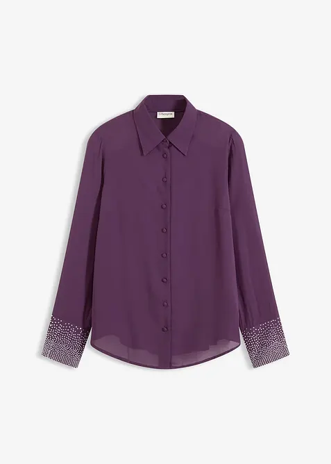Skjortblus med glitterstenar, bonprix