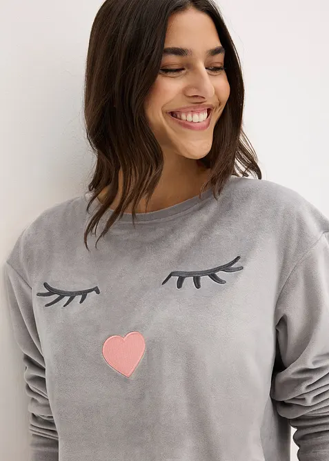 Tröja och byxa med sammetskänsla, bonprix