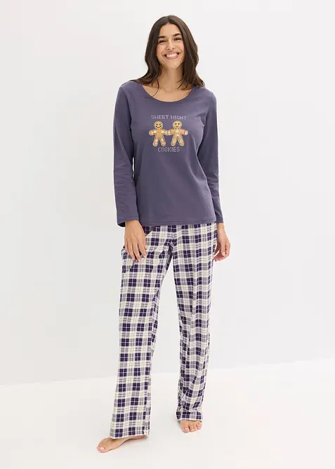 Pyjamas med flanellbyxa, bonprix
