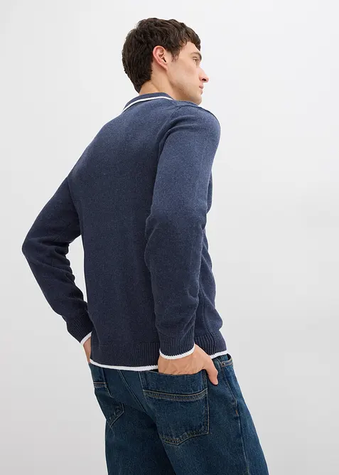 Tröja med tenniskrage och återvunnen bomull, bonprix