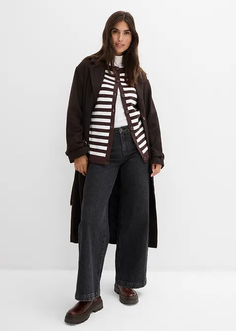 Finstickad cardigan med rund halsringning, bonprix