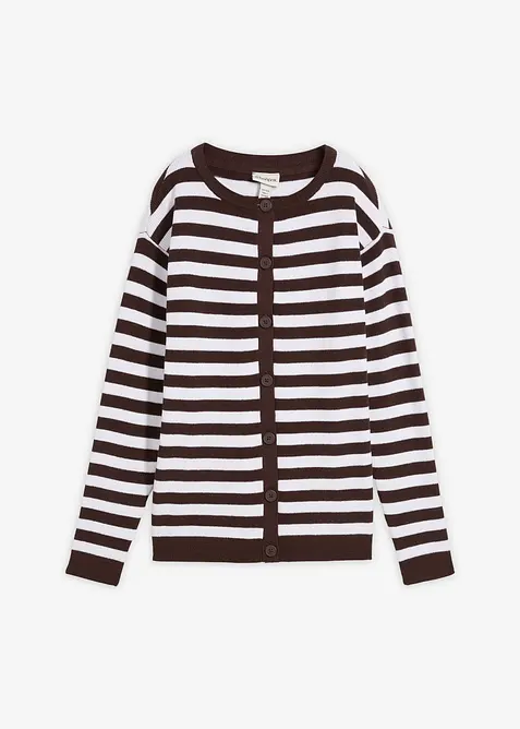 Finstickad cardigan med rund halsringning, bonprix