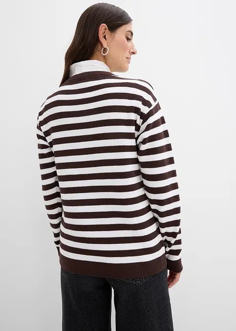 Finstickad cardigan med rund halsringning, bonprix