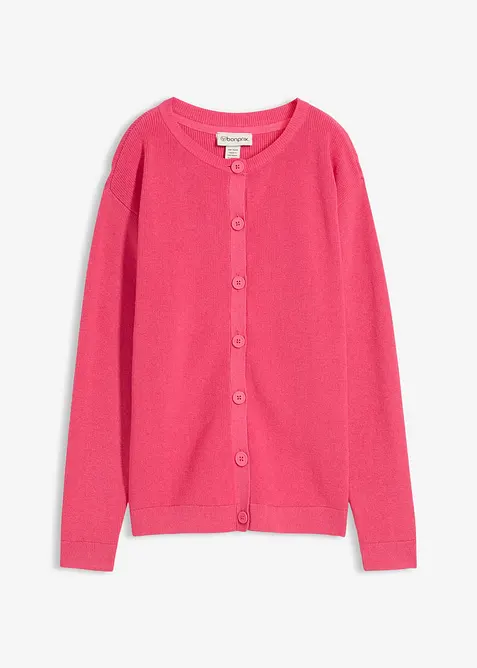 Finstickad cardigan med rund halsringning, bonprix