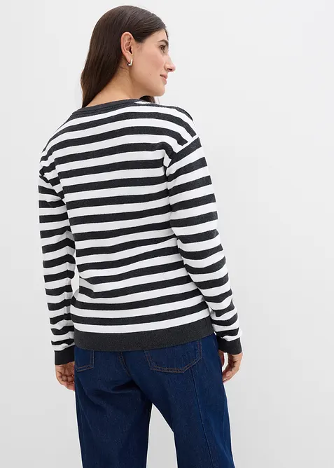 Finstickad cardigan med rund halsringning, bonprix