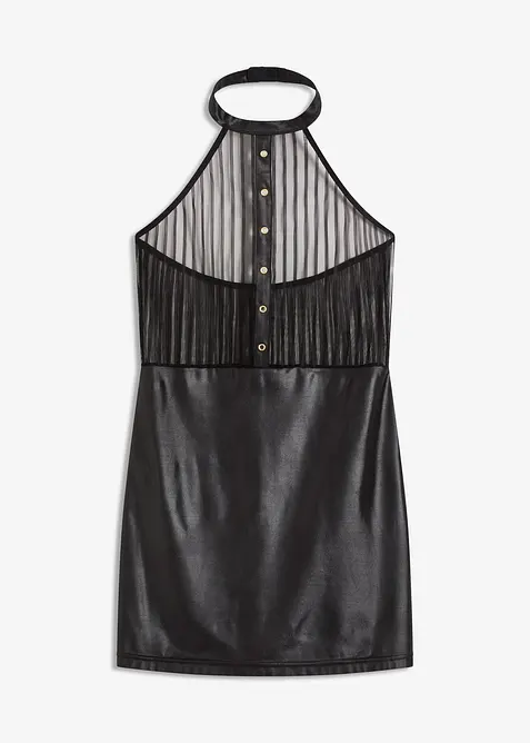 Klänning med halterneck, wetlook, bonprix