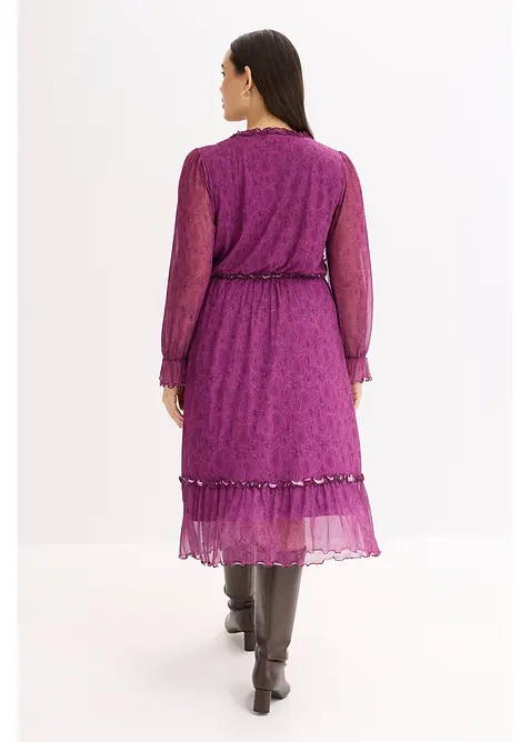 Jerseyklänning i midilängd och av mesh, bonprix