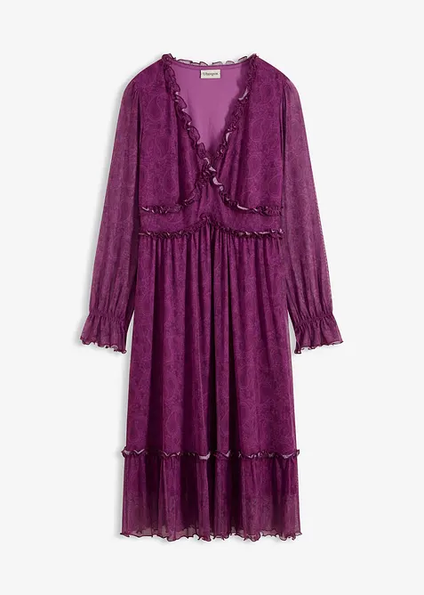 Jerseyklänning i midilängd och av mesh, bonprix