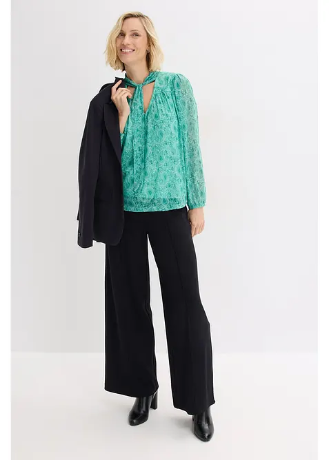 Långärmad topp i tunn mesh, bonprix