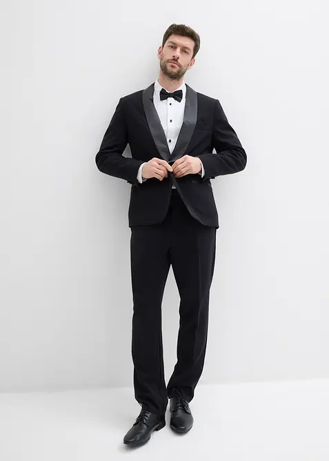 Skjorta och fluga (2 delar) av ekologisk bomull, Regular Fit, bonprix