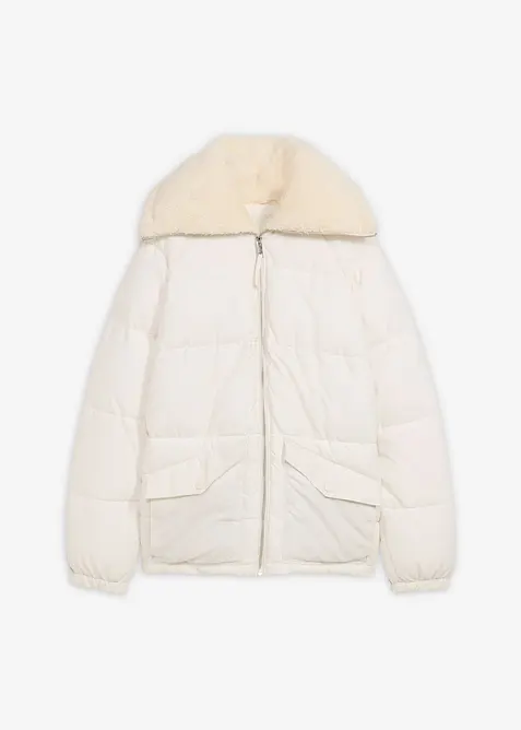 Quiltad jacka med teddykrage, bonprix
