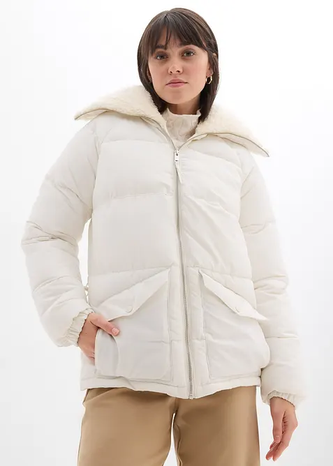 Quiltad jacka med teddykrage, bonprix