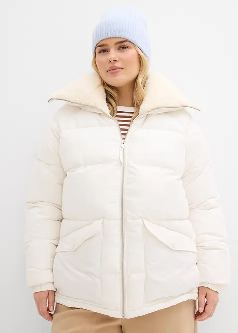 Quiltad jacka med teddykrage, bonprix