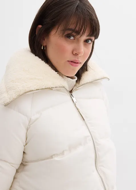 Quiltad jacka med teddykrage, bonprix